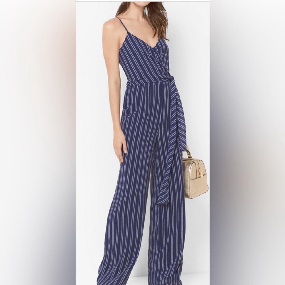 NWOT Michael Kors Striped Navy Jumpsuit XS